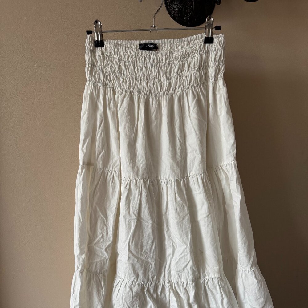 Aqua Tiered Maxi Skirt White